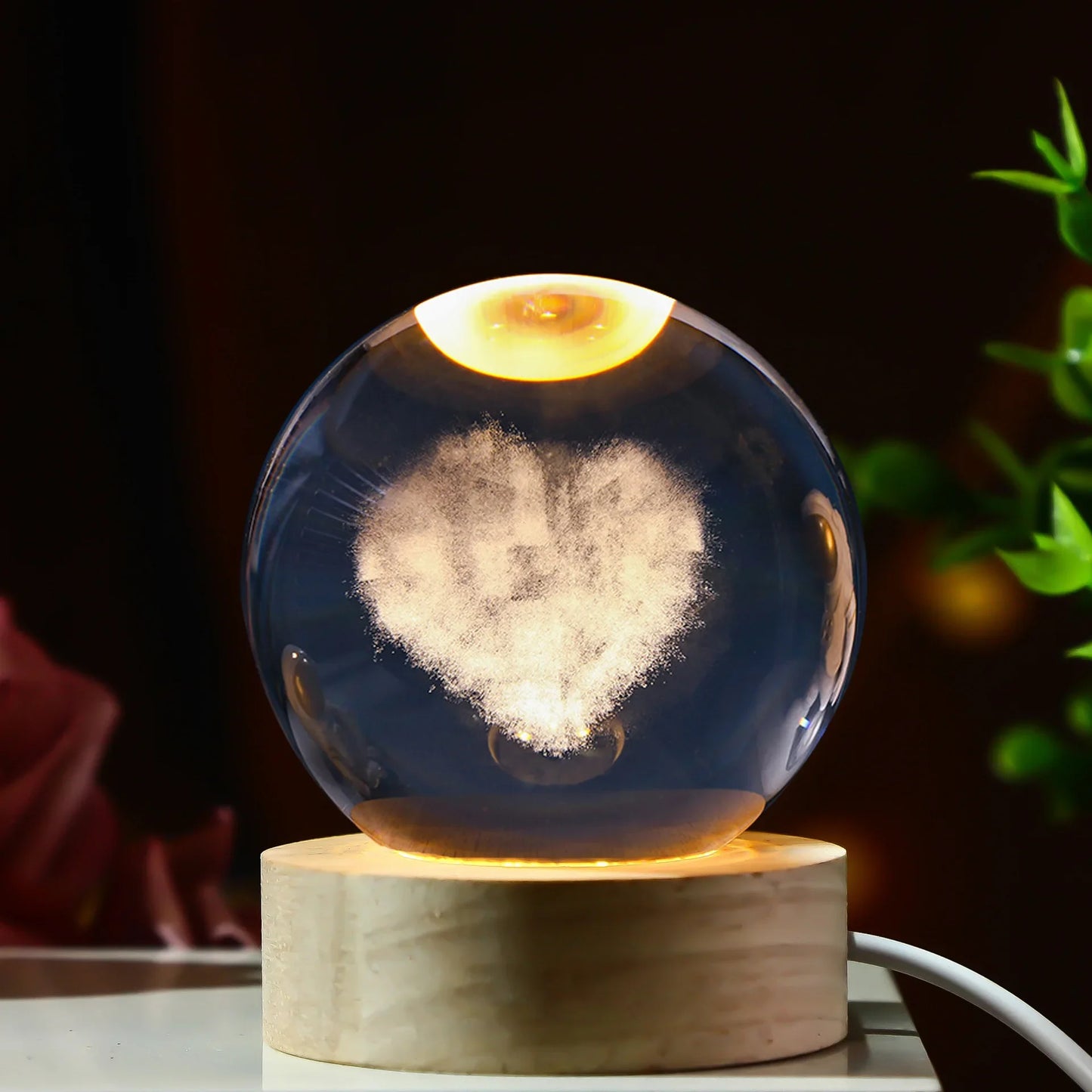 Luminous Crystal Ball LED Night Light Saturn Solar System 3D Moon Table Lamp USB Bedroom Atmosphere Lamp for Birthday Kid Gift