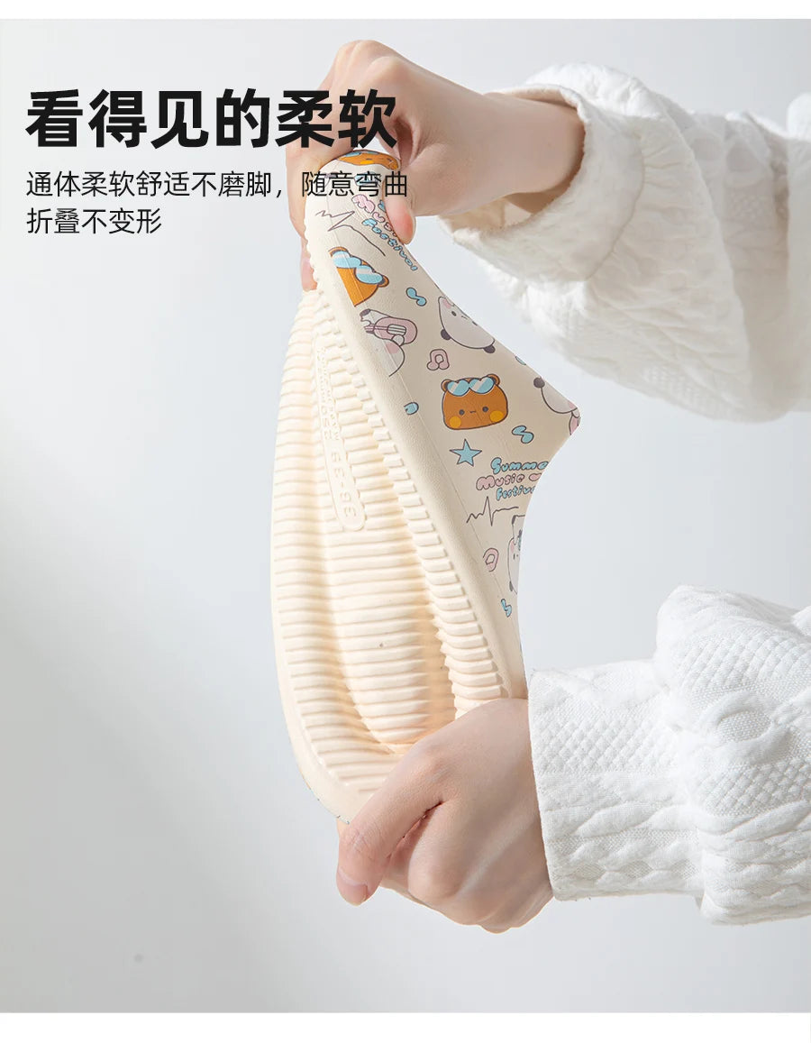 Kawaii Bubu Dudu Bear Slippers Summer Home Bathroom Anti-skid Bottom Outdoor Soft Shoes Cartoon Sandal Girl Gift  Anime Figure