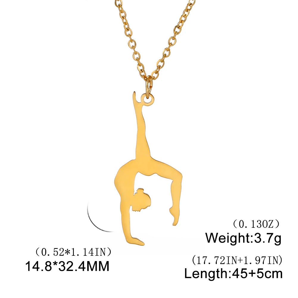 Rhythmic Gymnastics Necklace Women Trend 2025 Gymnast Stainless Steel Jewelry BFF Dancer Girl Sport Accessories Mother Day Gift