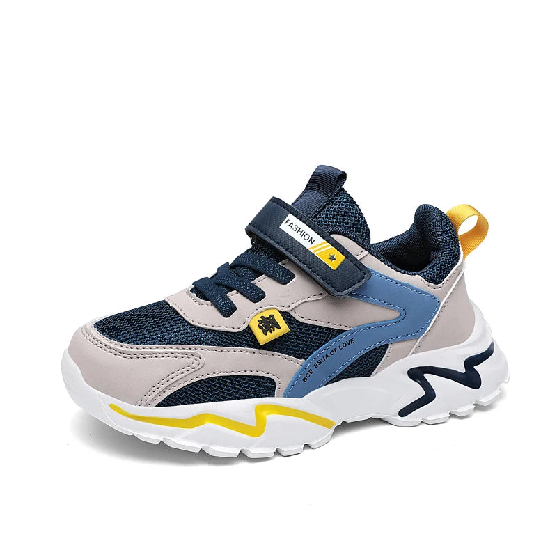 Kid Sneakers Sport Shoes for Boys Fashion Leather Children Breathable Mesh Comfort Shoes Casual Walking Outdoor Running Shoes