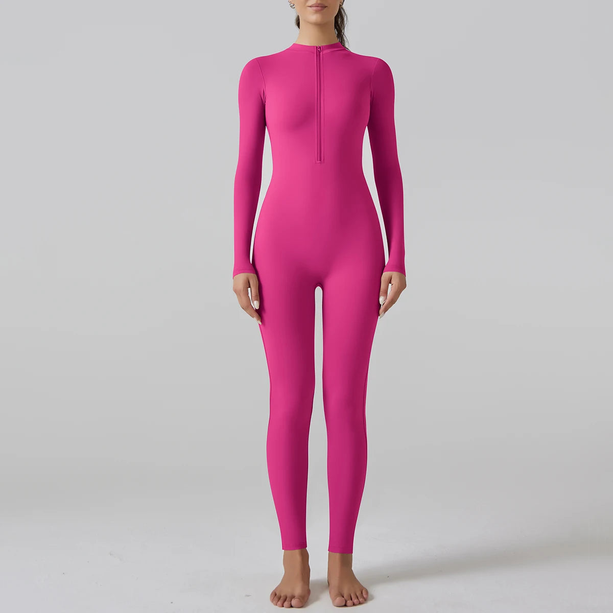 Yoga Set Women's Jumpsuits One-Piece Suit Leggings Zipper Long Sleeve Gym Push Up Workout Clothes Fitness Bodysuit Sportswear