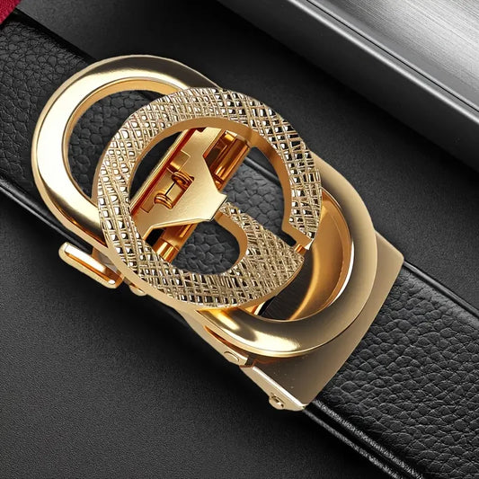 Fashion Business Men'S Belt Genuine Luxury Brand Metal Buckle Belt High-Quality PU Leather Soft Belt With Cargo Pants Jeans