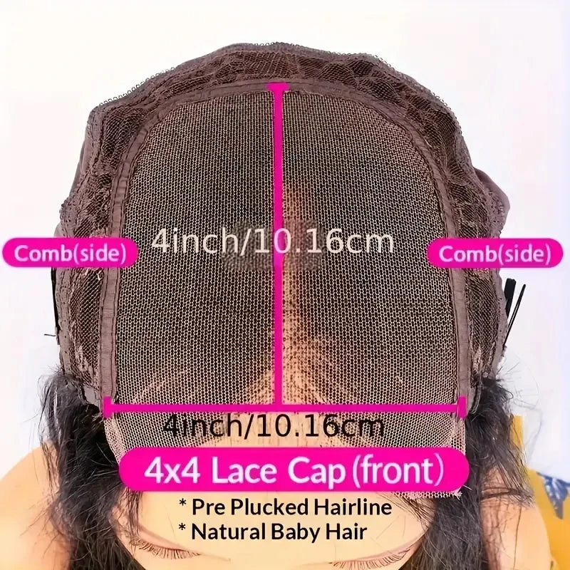 Bob Wigs Black Short Straight 180% Density  Bob Wig 4x4 Lace Wig 100% Remy Human Hair For Women Human Hair