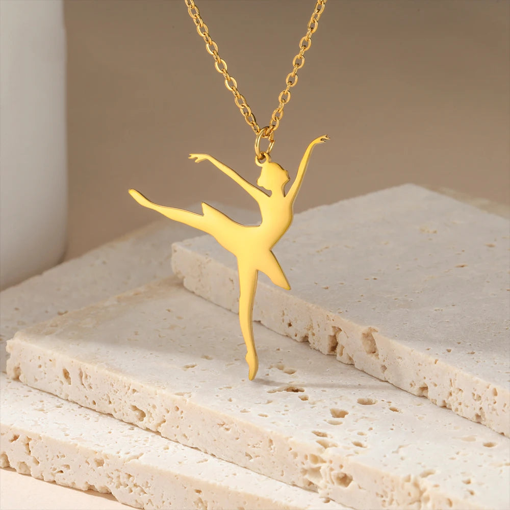 Rhythmic Gymnastics Necklace Women Trend 2025 Gymnast Stainless Steel Jewelry BFF Dancer Girl Sport Accessories Mother Day Gift