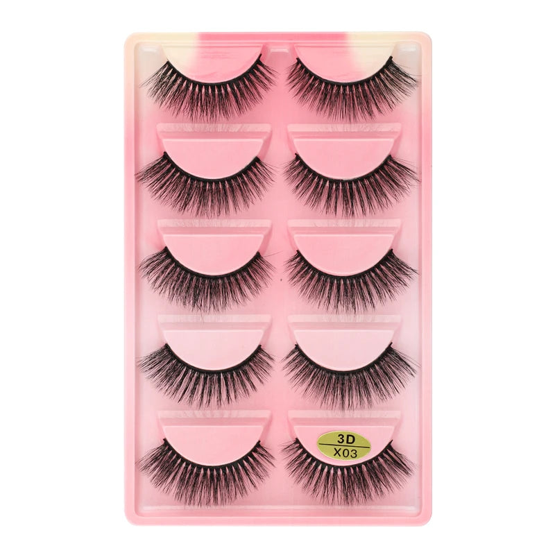 3/5 Pairs Fake Lashes Natural Long False Eyelashes Extension Fluffy 3D Mink Lashes Wispy Strip Eyelashes Makeup Tools maquillaje