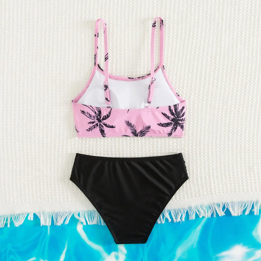 Girls Swimwear Large Kids Girl's Coconut Tree Print 2 Piece Swimsuit Swimwear Bathing Suit Cute Bikini Little Girls Swimsuit