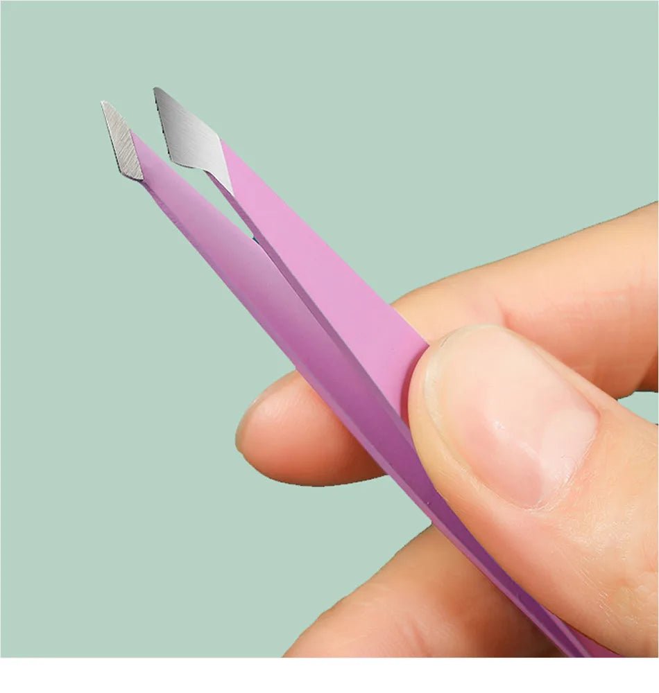 4/6Pcs Eyebrow Hair Removal Tweezers Set Brows Lashes Brows Face Trimming Forceps Scissors With Leather Case Beauty Makeup Tools