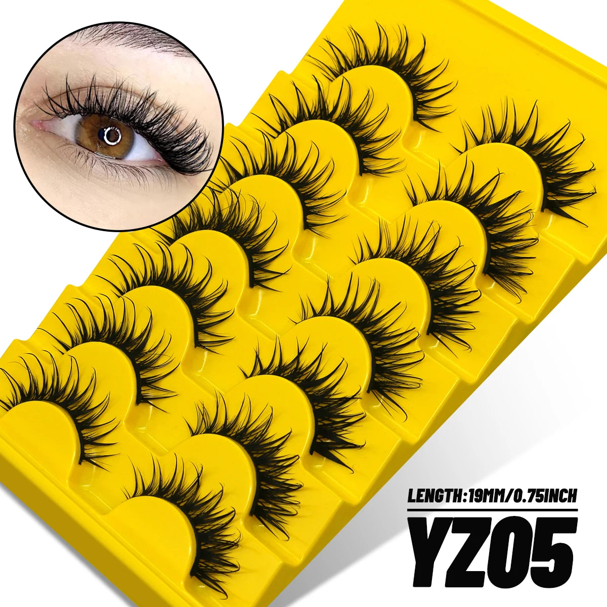 GROINNEYA New Natural Manga Lashes 5/7/20 Pairs 3D Mink Lashes Soft Cross Wispy False Eyelashes Eyelash Extension Makeup Tools