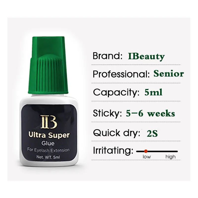 1 Bottle IBeauty Ultra Super Glue Individual Fast Drying Eyelash Extensions IB Green Cap 5ml False Lava Lash Glue Makeup Tools