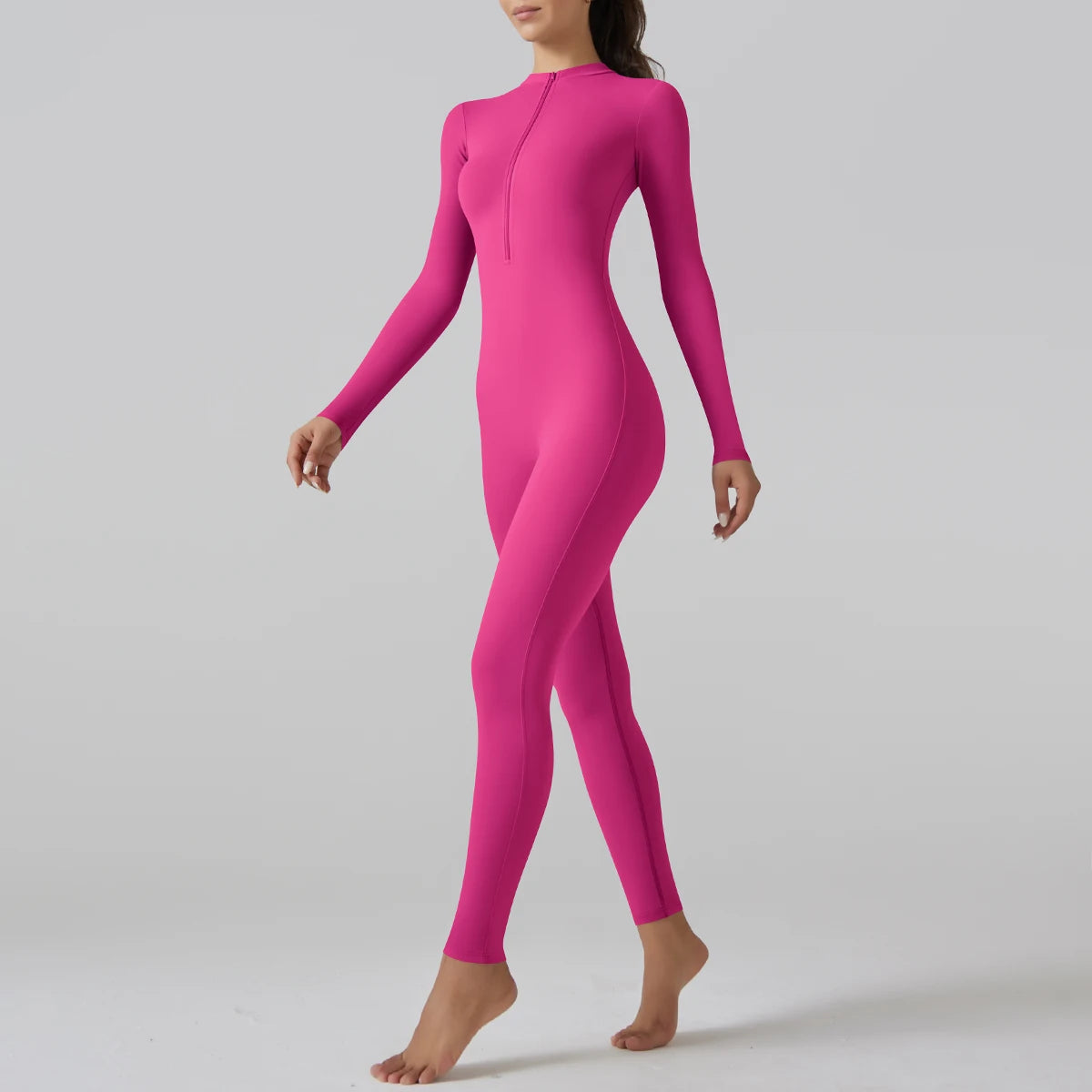 Yoga Set Women's Jumpsuits One-Piece Suit Leggings Zipper Long Sleeve Gym Push Up Workout Clothes Fitness Bodysuit Sportswear