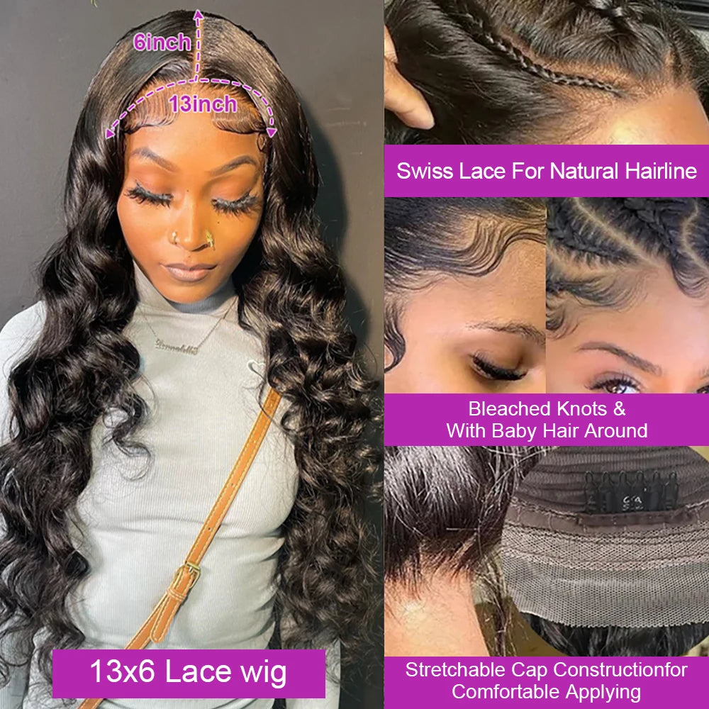 30 40 Inch Loose Wave 13x4 13x6 HD Lace Frontal Wig 250% Raw Hair Brazilian Deep Wave Curly Wigs Human Hair Preplucked For Women
