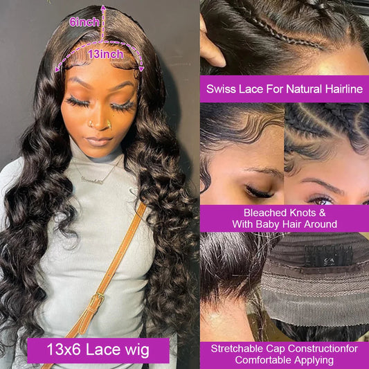 30 40 Inch Loose Wave 13x4 13x6 HD Lace Frontal Wig 250% Raw Hair Brazilian Deep Wave Curly Wigs Human Hair Preplucked For Women