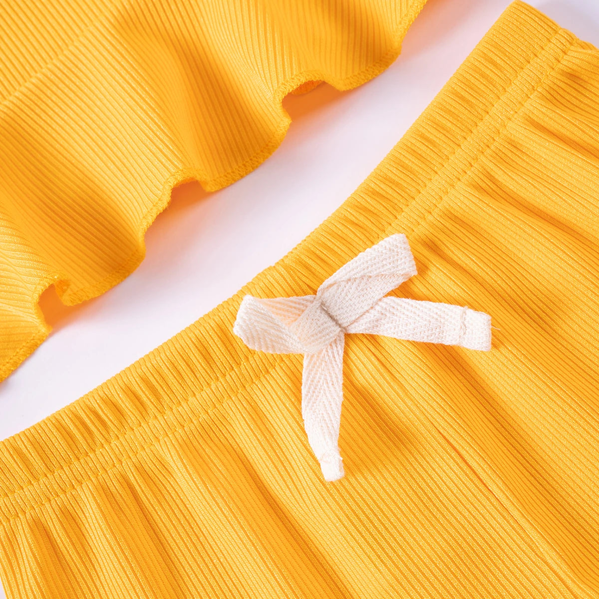 2024 Baby Girls Summer Set Toddler Thin Ruffle Edge Sling+Comfortable Ruffle Edge Shorts 2-piece Set for Outgoing or Party Wear