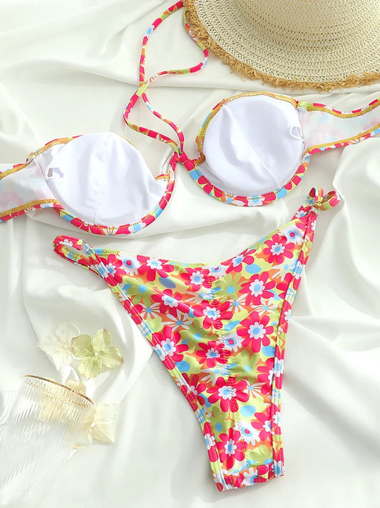 Push Up Swimsuit 2025 Bikinis Print Women Swimwear Cup Biquinis Brazilian Bikini Sets 2024 Bathing Suits Beach Wear Summer