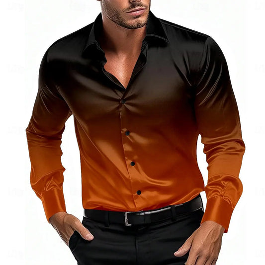 11 color gradient men's shirt casual comfortable business shirt spring and autumn lapel long sleeve shirt oversized men's clothi