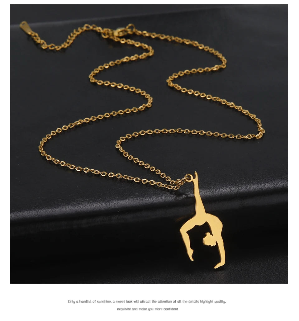 Rhythmic Gymnastics Necklace Women Trend 2025 Gymnast Stainless Steel Jewelry BFF Dancer Girl Sport Accessories Mother Day Gift