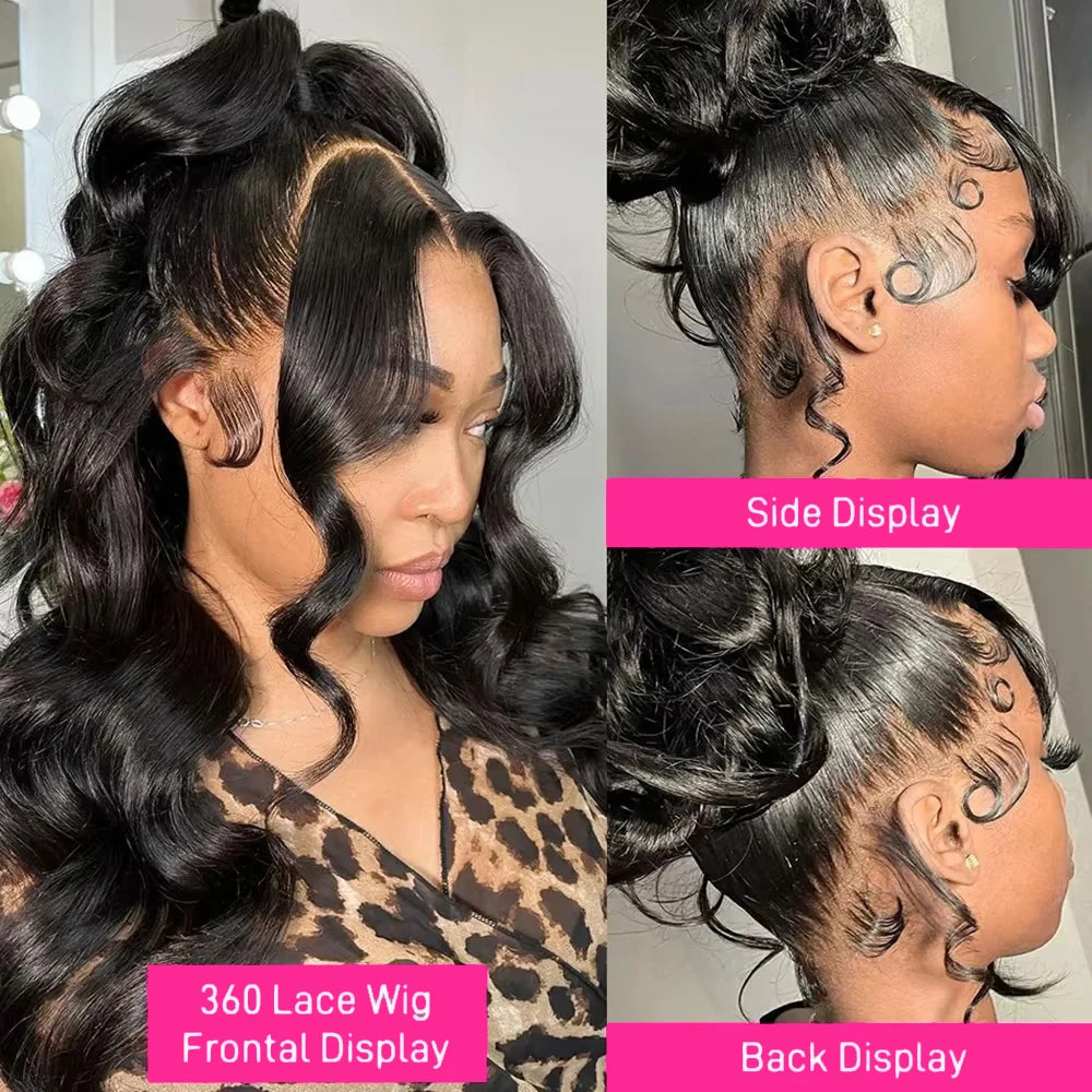 40Inch Body Wave Human Hair Wigs 360 Lace Front Wig Human Hair 13x6 Hd Lace Frontal Wig Ponytail Human Hair Black Wig For Women