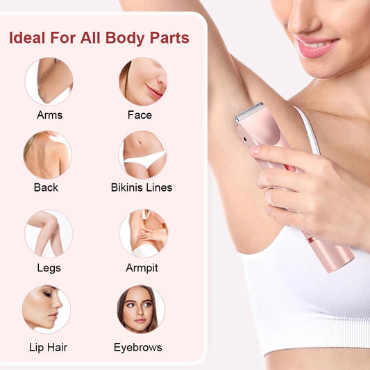Facial Hair Epilator Electric Double Headed Women Shaver for Bikini Underarm Leg Arm Body Hair Removal 2 in 1 Women Epilator