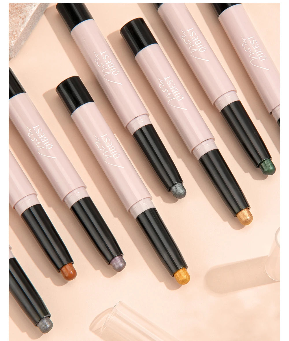 12 Colors Pearlescent Eyeshadow Pencil Waterproof Long Lasting Glitter Shimmer Eye Shadow Pen Eyeliner Stick Eyes Makeup Tools