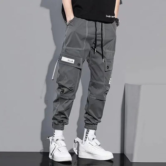 Spring Summer Korean Style Trendy Casual Men's Pants Loose Fit Work Trousers Versatile Pocket Long Leg Pants