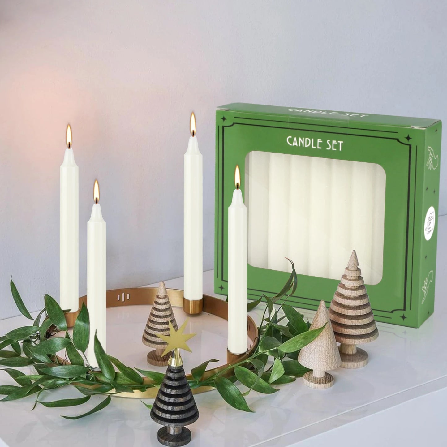 20 Ivory White 4Inch Waxs, Drip-Free, Smoke-Free, Fragrance-Free, Home Dinner Candles, Hand-Pulled, High-Quality, Suitable for Church, Family, Wedding, Party, Seasonal Celebrations, Emergency Situations and Home Decorations,