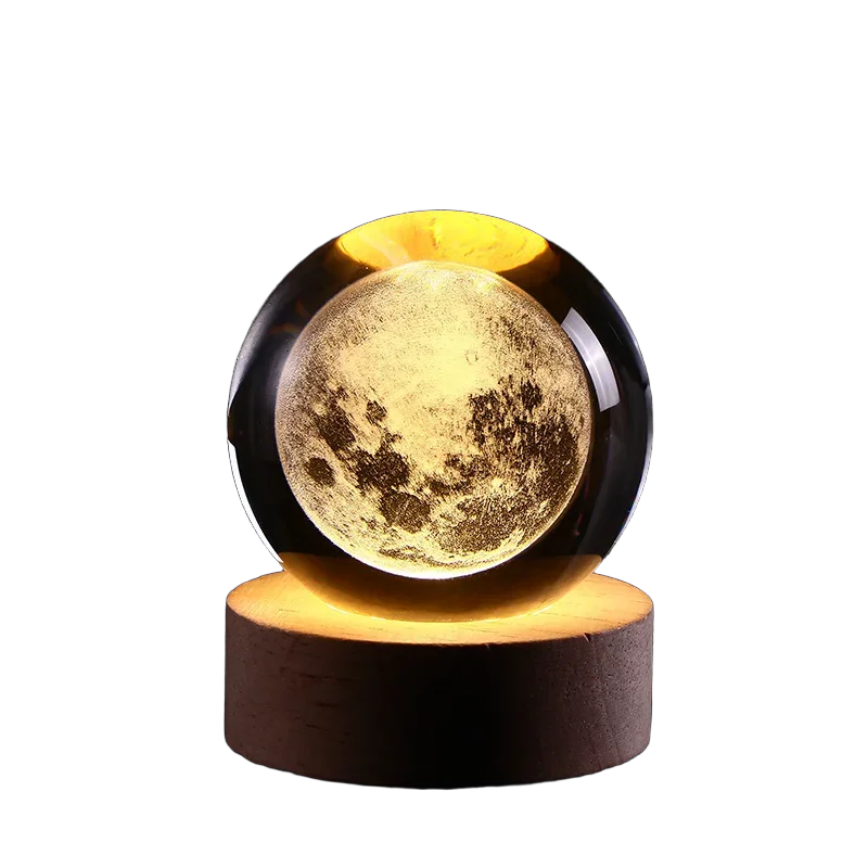 3D Crystal ball Crystal Planet Night Light DIY Laser Engraved Solar System Globe Astronomy Birthday Gift Home Desktop Decoration