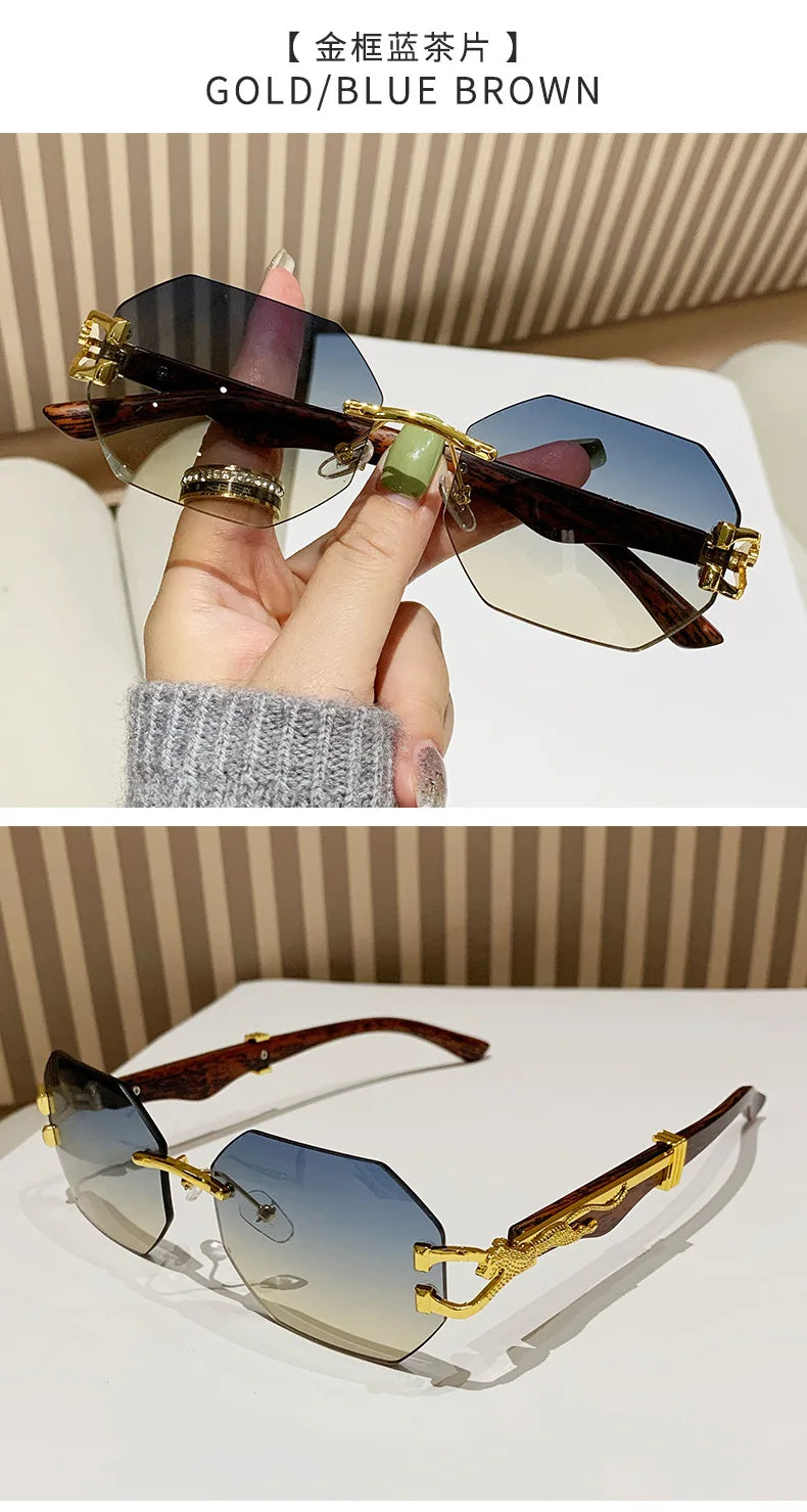 1 Pc Fashionable Trendy Women Men Sunglasses Frameless Rectangular Personalized Sunglasses Gradient Sun Glassesfor Daily Life ﻿