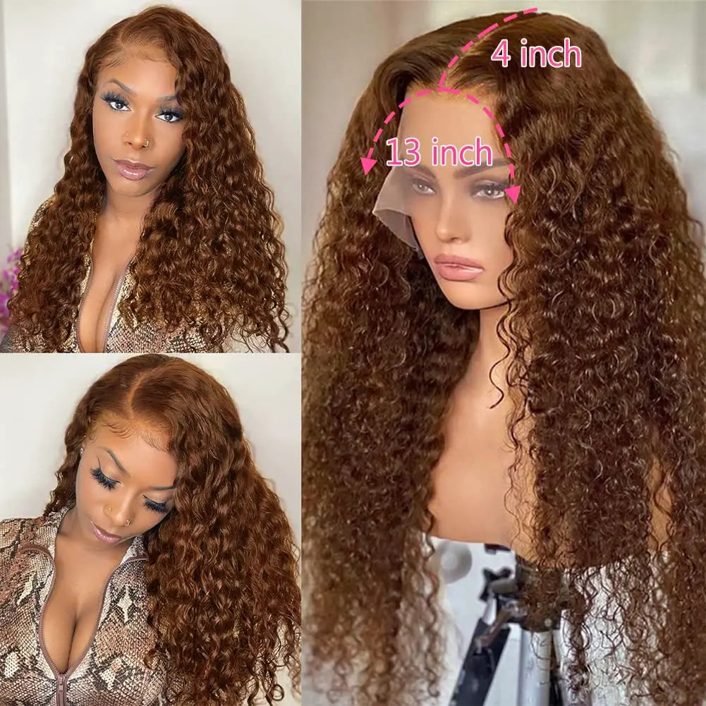 Chocolate Brown Kinky Curly 13x4 Hd Lace Front Wig Human Hair Brown Colored Human Hair Wig Brazilian 13x6 Lace Frontal Curly Wig