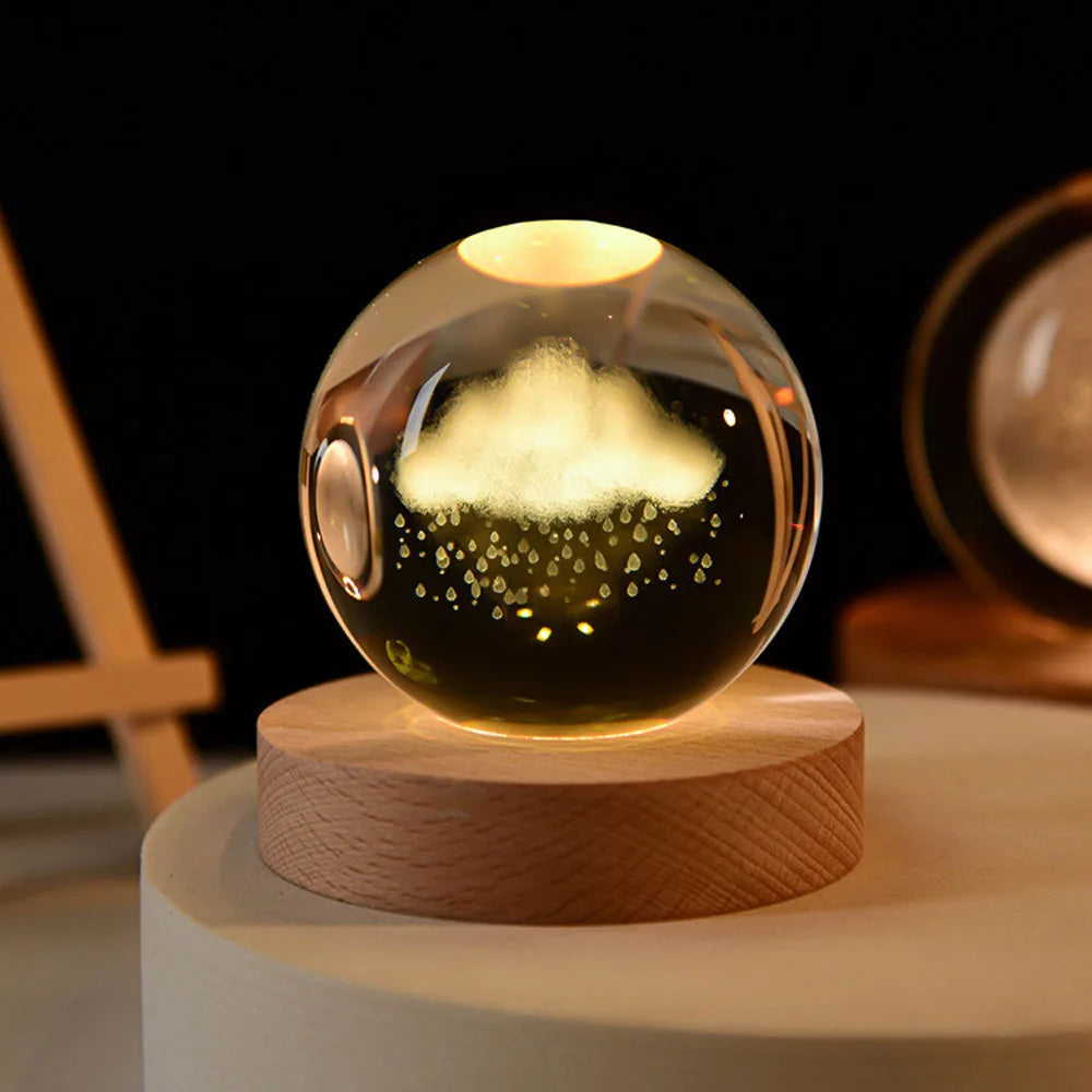 3D Crystal ball Crystal Planet Night Light DIY Laser Engraved Solar System Globe Astronomy Birthday Gift Home Desktop Decoration