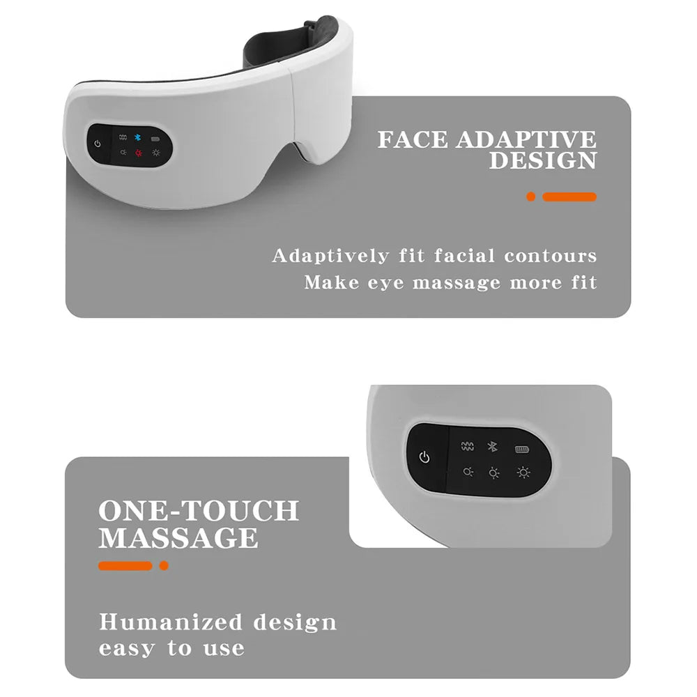Smart Eye Massager Vibration Eye Care Massage Instrument Bluetooth Music Heated Eyemask Dry Fatigue Relief Portable Foldable