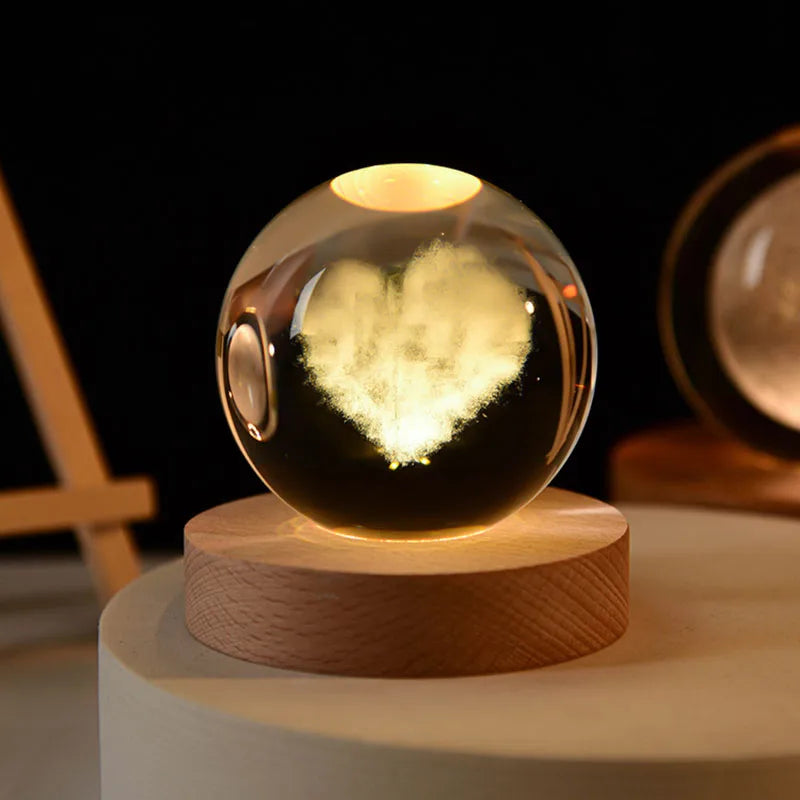 3D Crystal ball Crystal Planet Night Light DIY Laser Engraved Solar System Globe Astronomy Birthday Gift Home Desktop Decoration