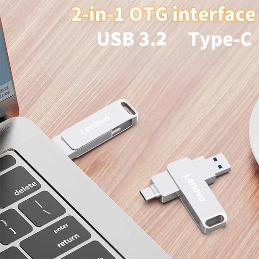 Lenovo 16TB USB 3.0 Flash Drive U Disk Type-C Interface High Speed Transfer 8TB 4TB Large Capacity Metal Pendrive Memoria Stick
