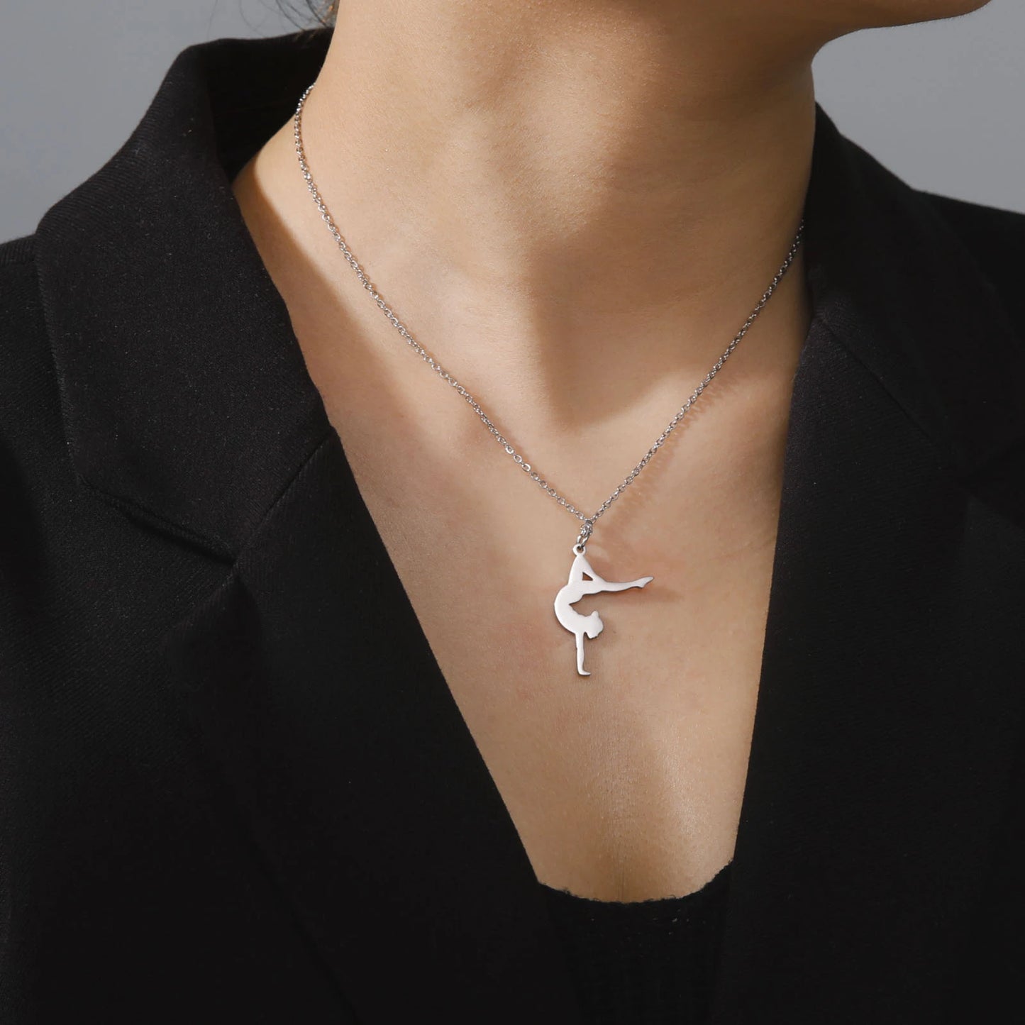 Rhythmic Gymnastics Necklace Women Trend 2025 Gymnast Stainless Steel Jewelry BFF Dancer Girl Sport Accessories Mother Day Gift