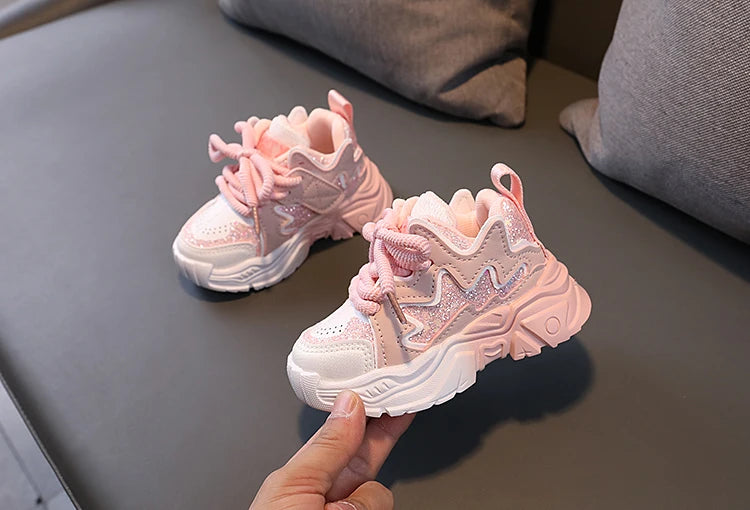 Children's Shoes 2024 New Toddler Girls Sport Shoes Soft Sole Breathable Outdoor Tennis Fashion Kids Sneakers EU21-30