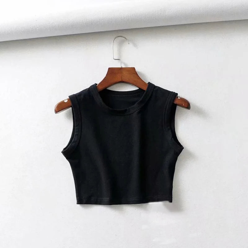 2025 Summer vintage white crop tops women biker black punk sexy tank top korean streetwear cropped sleeveless top feminino