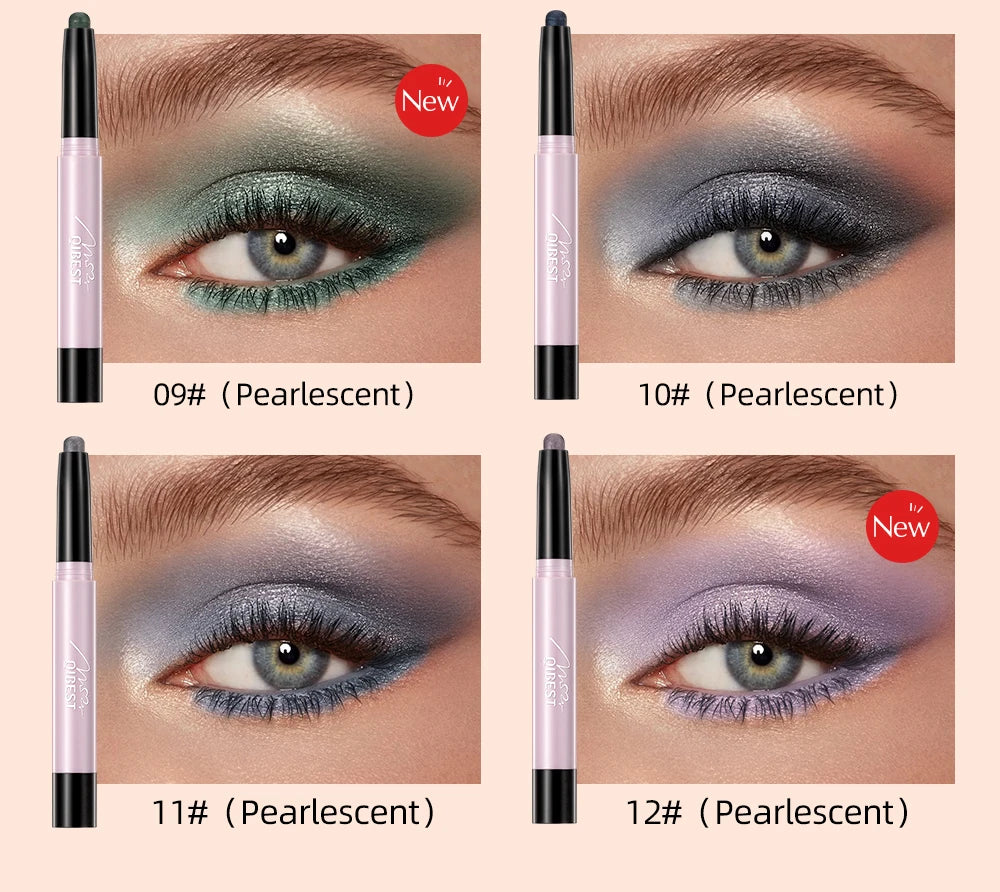 12 Colors Pearlescent Eyeshadow Pencil Waterproof Long Lasting Glitter Shimmer Eye Shadow Pen Eyeliner Stick Eyes Makeup Tools