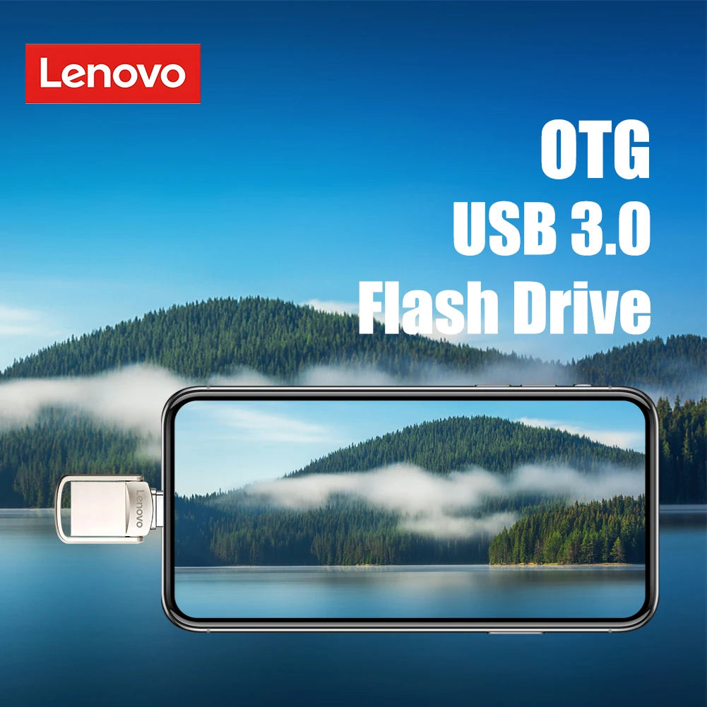 Original Lenovo 2TB Pendrive USB 3.1 Flash Drive Metal U Disk 2 IN 1 OTG 1024GB 128GB 512gb 1TB Pen Drives For Phone Computer