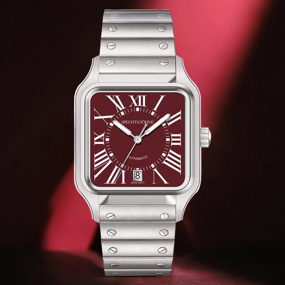 2024 New High Quality Specht & Söhne Watch Miyota Automatic Mechanical Watches Wine Red Sapphire Stainless Steel Watch For Men