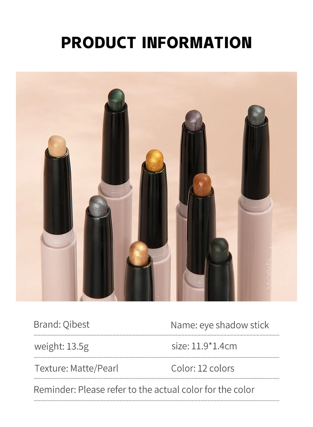 12 Colors Pearlescent Eyeshadow Pencil Waterproof Long Lasting Glitter Shimmer Eye Shadow Pen Eyeliner Stick Eyes Makeup Tools