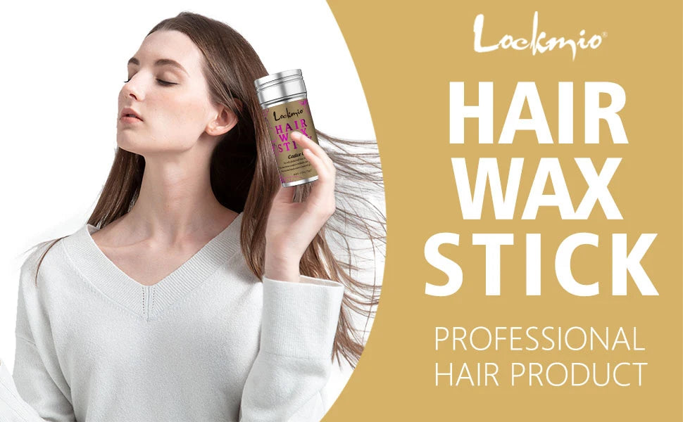 Lockmio 75g Hair Wax Stick With Castor Oil Tames Frizz Smooth Flyaways Strong Hold Edge Styling Finishing Broken Hair Gel