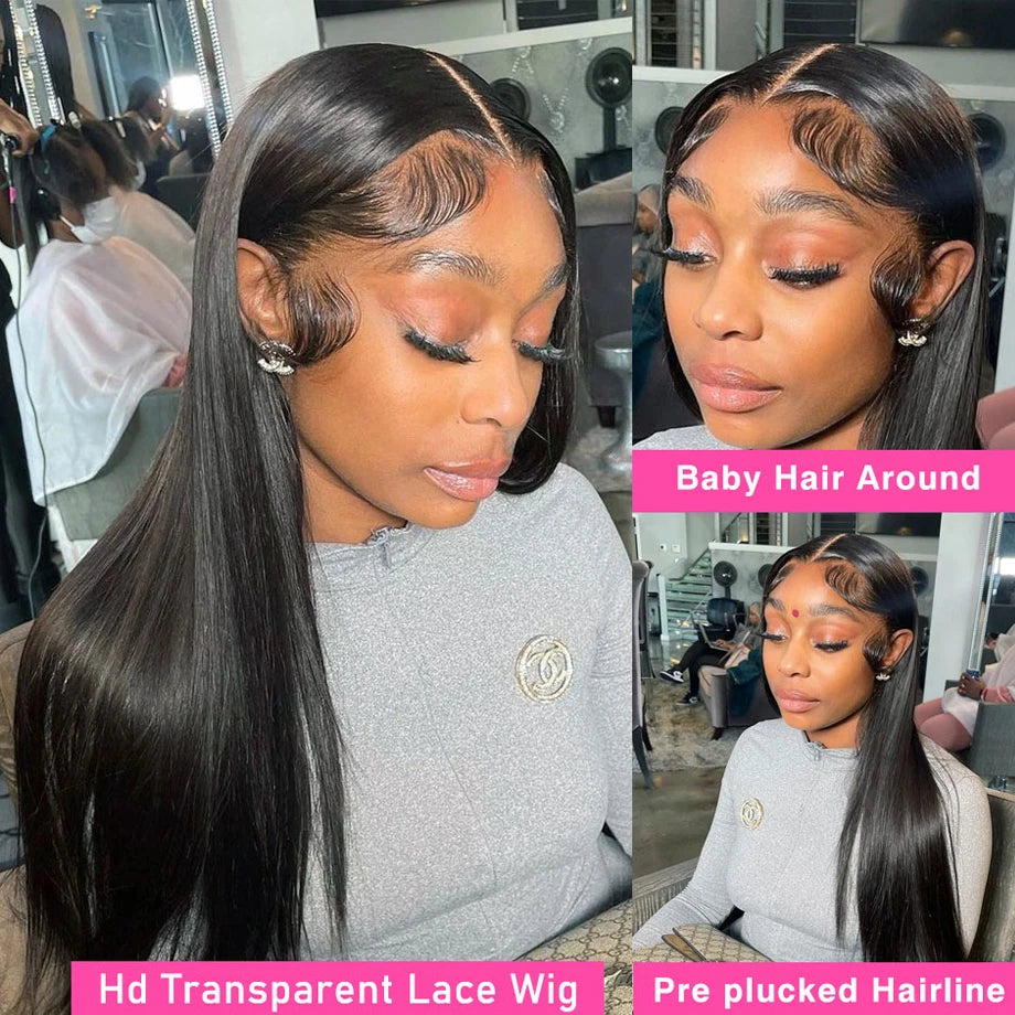 200 Density Transparent 13x6 Straight Lace Front Wig Brazilian Remy Human Hair 13x4 360 Lace Frontal Human Hair Wigs For Women