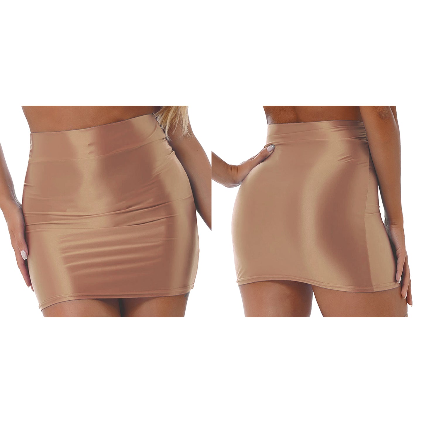 Womens Glossy Mini Skirts Solid Color Shiny Low Rise Elastic Waistband Pool Party Nightclub Ruffled Skirt Bikini Cover Ups
