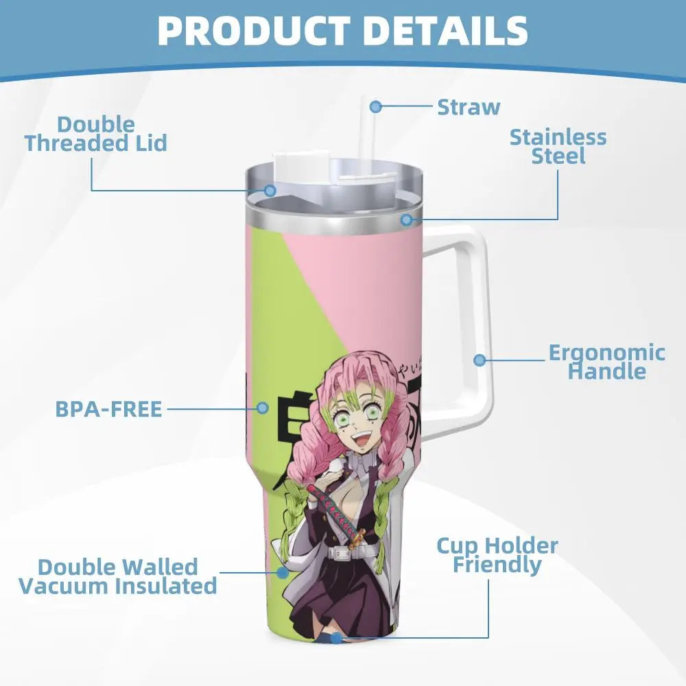 Demon Slayer 40 oz Tumbler with Handle and Straw Lid Stainless Steel Insulated Tumblers Travel