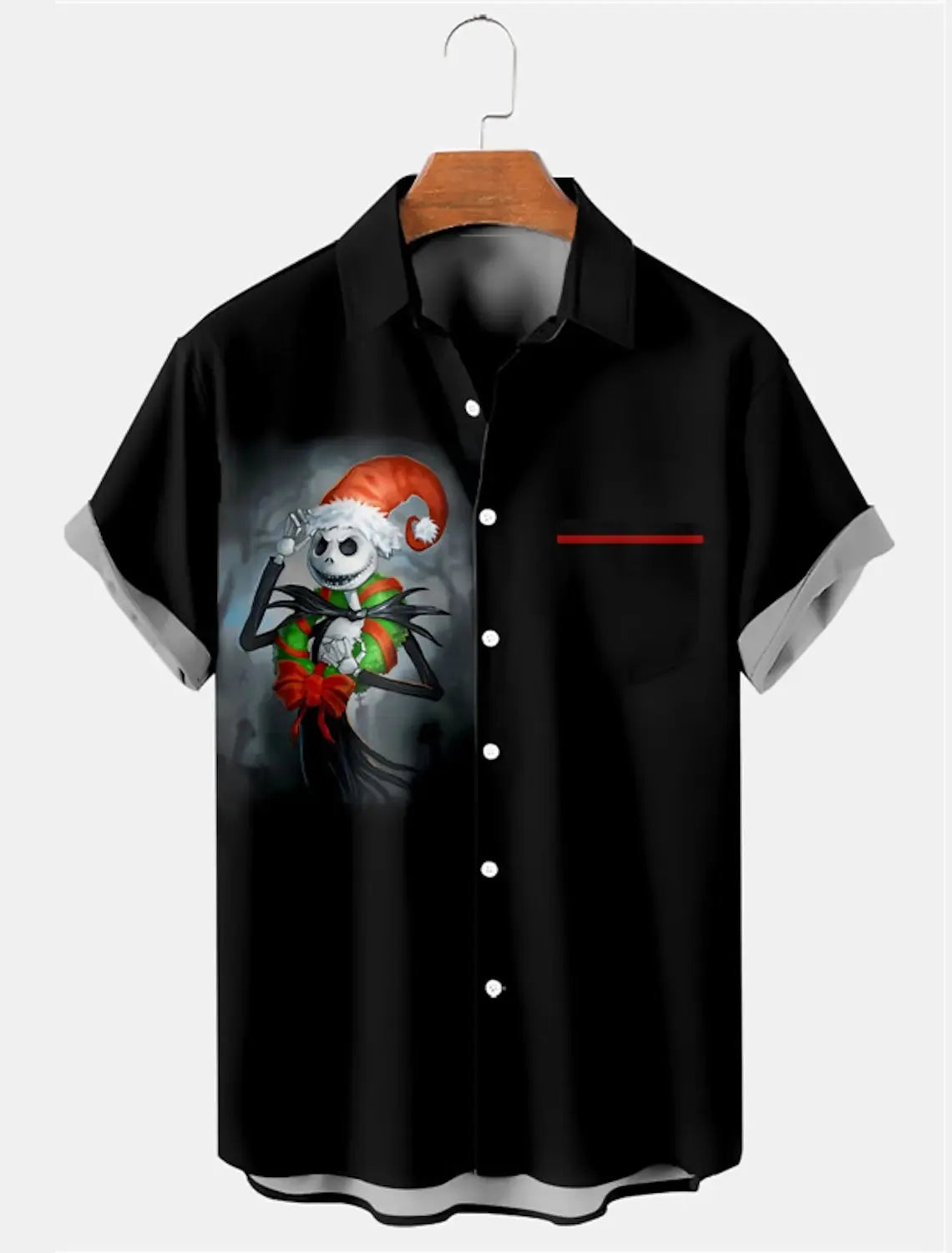 Skull Abstract Men's Shirt Casual Top Weekend Fall Short Sleeve Four-Way Stretch Fabric Christmas