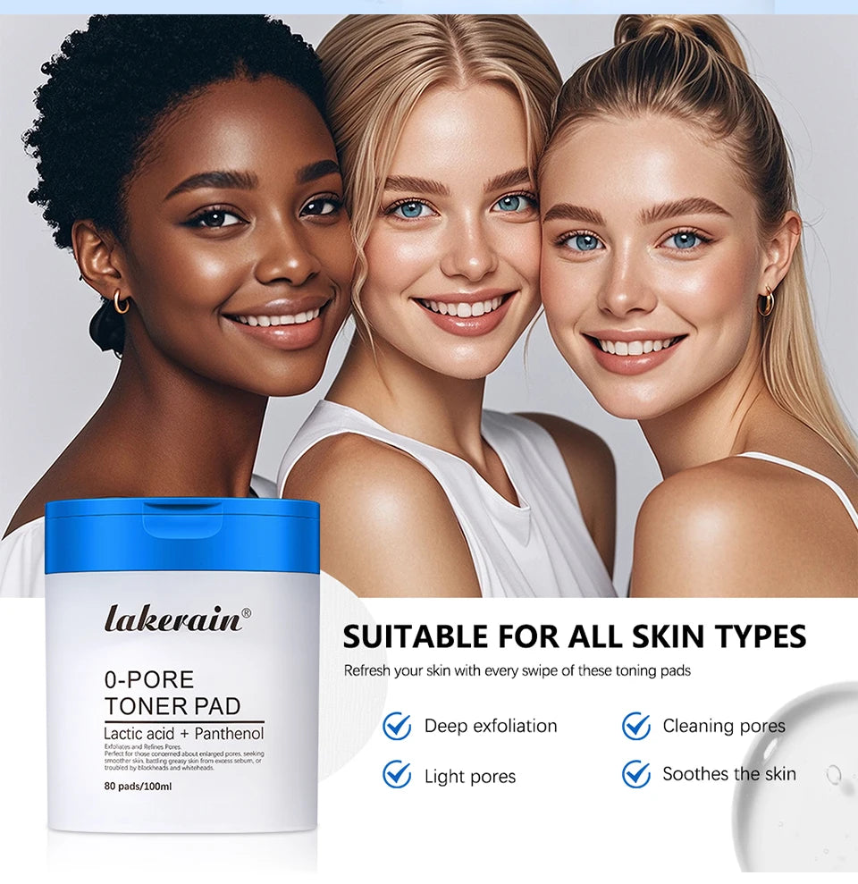 4.5% AHA Lactic Acid & 0.45% BHA 0-pore Toner Pad Salicylic Acid Dual-Textured Facial Toner Pads for Exfoliation and Pore Care