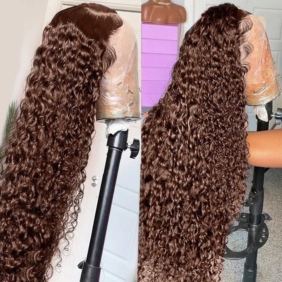 Chocolate Brown Kinky Curly 13x4 Hd Lace Front Wig Human Hair Brown Colored Human Hair Wig Brazilian 13x6 Lace Frontal Curly Wig