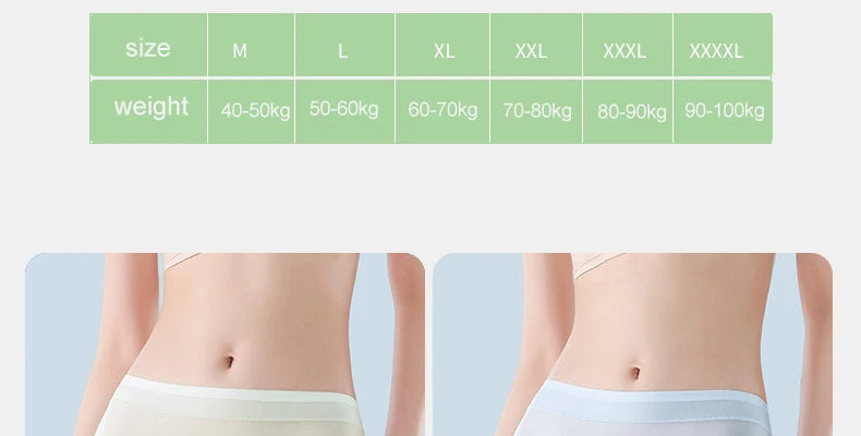 1pcs Summer Ice Silk Ultra-thin Quick-drying Boxer Brief Women Seamless High waist Panties Plus Size Female Safety Underwear