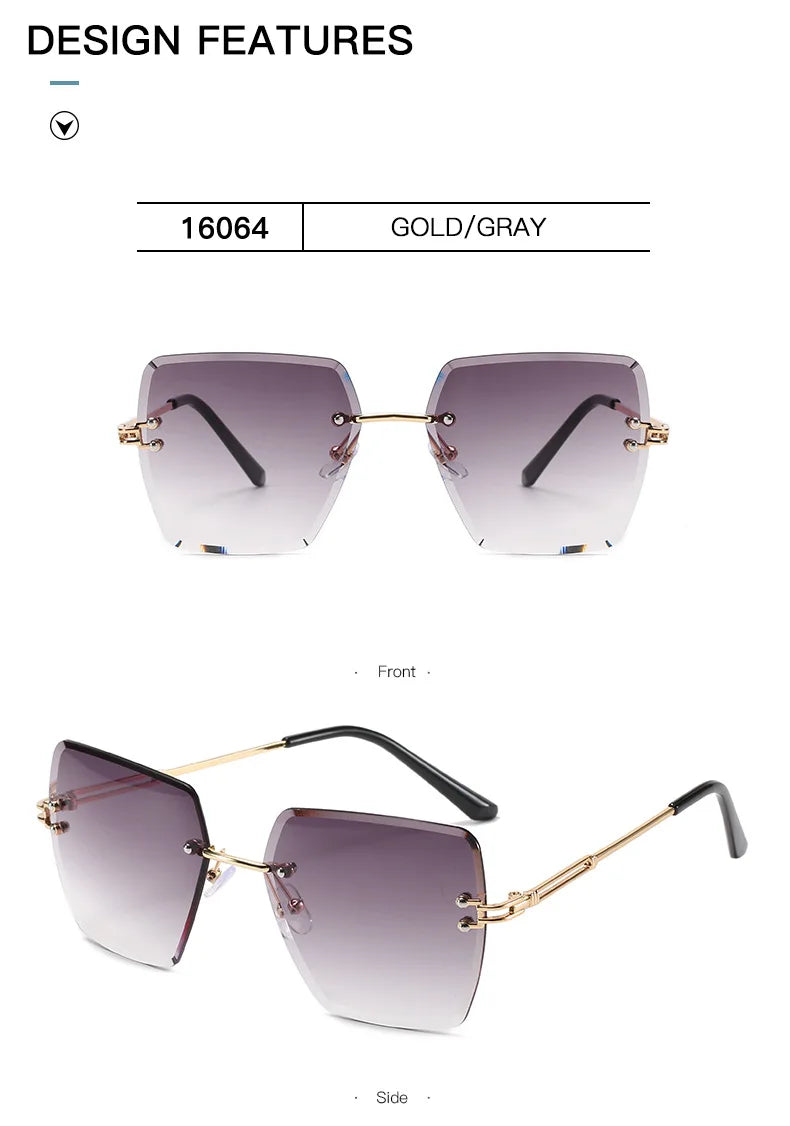2024 Trendy Polygonal Gradient Men Sunglasses New Frameless Cut Edge Sunglasses for Women Sunscreen and Shading Sunglasses