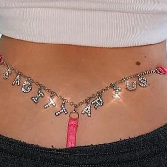 Colorful Customized Thong A-Z Letter Name Waist Body Chain For Women Sexy Underwear Bikini Panties DIY Body Jewelry Dropshipping