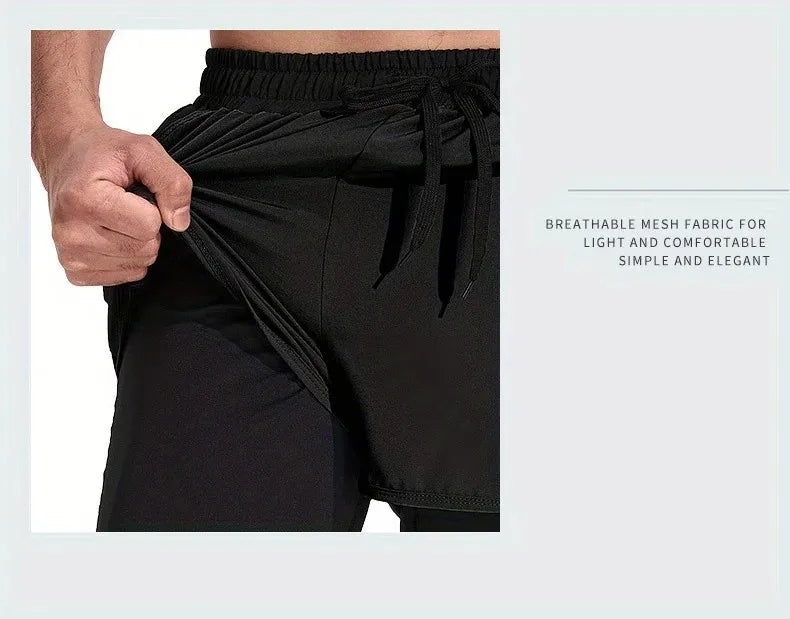 Men's Aloe Pants Athletic Shorts Two-Layer Swim Trunks: Quick-Drying, Stylish & Comfortably Fit for Beach, Pool & Hot Spring